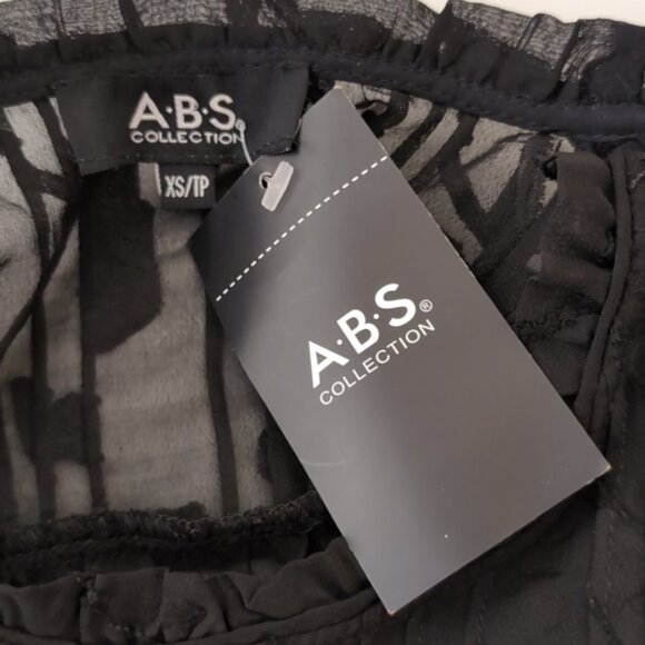 A.B.S Allen Schwartz Lace Shift Dress Long Sleeve Sheer Pleated Floral Cocktail - Picture 11 of 16